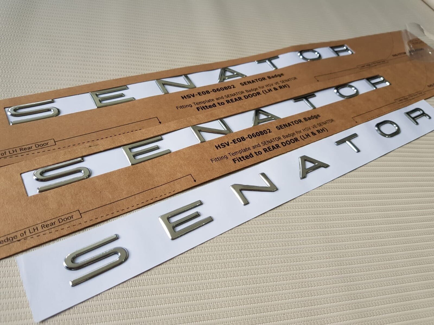 Chrome Senator Badge VE VF HSV set combo and Signature Boot badge Chrome