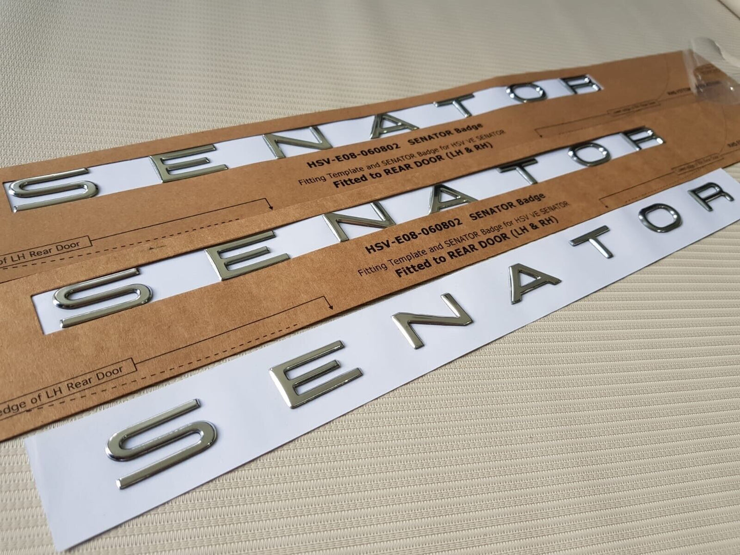 Chrome Senator Badge VE VF HSV set combo and Signature Boot badge Chrome..