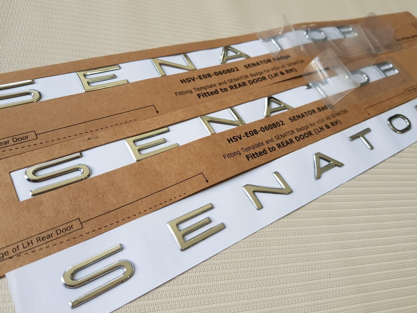 Chrome Senator Badge VE VF HSV set combo and Signature Boot badge Chrome..