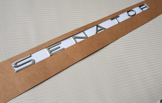 2 X Chrome Senator Badge and 2 X HSV chrome Script Badge VE  VF Senator.