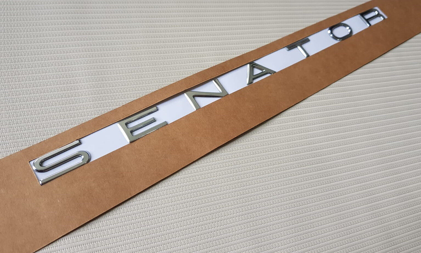 2 X Chrome Senator Badge and 2 X HSV chrome Script Badge VE  VF Senator.